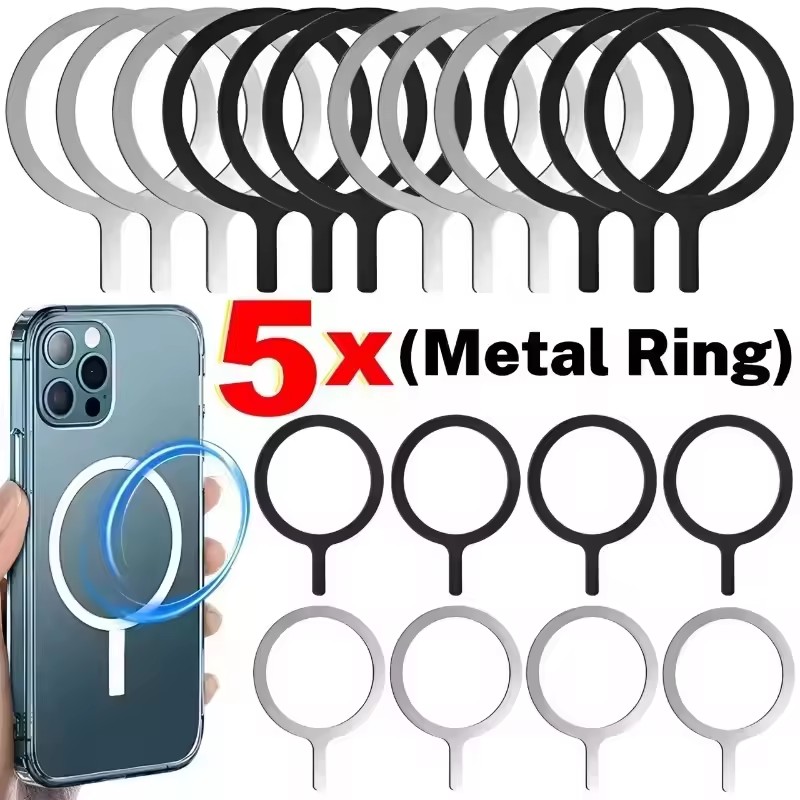 Wireless Charger - ステンレス製ユニバーサル磁気金属プレートリング、マグセーフワイヤレス充電器用鉄シートステッカー、マグネット式車載携帯ホルダー