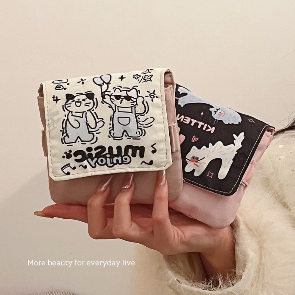 Cable Organizer - 新しいデータケーブルオーガナイザー生理用ナプキンバッグ大容量漫画子猫化粧品バッグ多目的小銭入れ