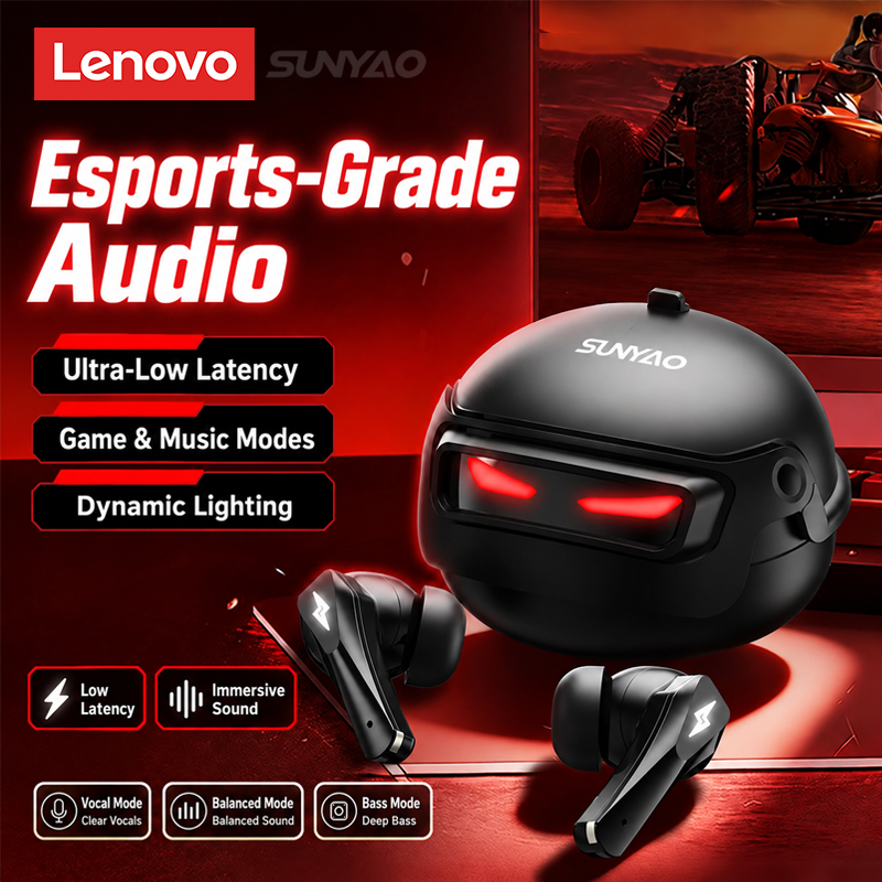 Wireless Charger - Lenovo GT101 ゲーミングヘッドセット、ワイヤレスBluetooth 6.0、ゲームモード対応、低遅延、ノイズキャンセリング、eスポーツ用ヘッドホン、新品