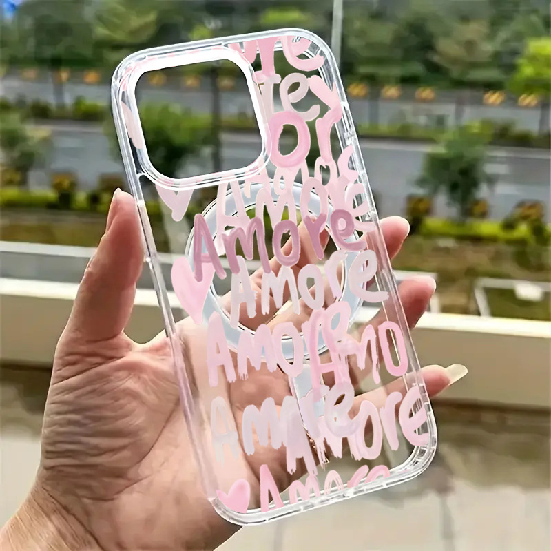 Wireless Charger - Amore-Love ロマンティックピンクレタリング iPhoneケース iPhone 18 17
