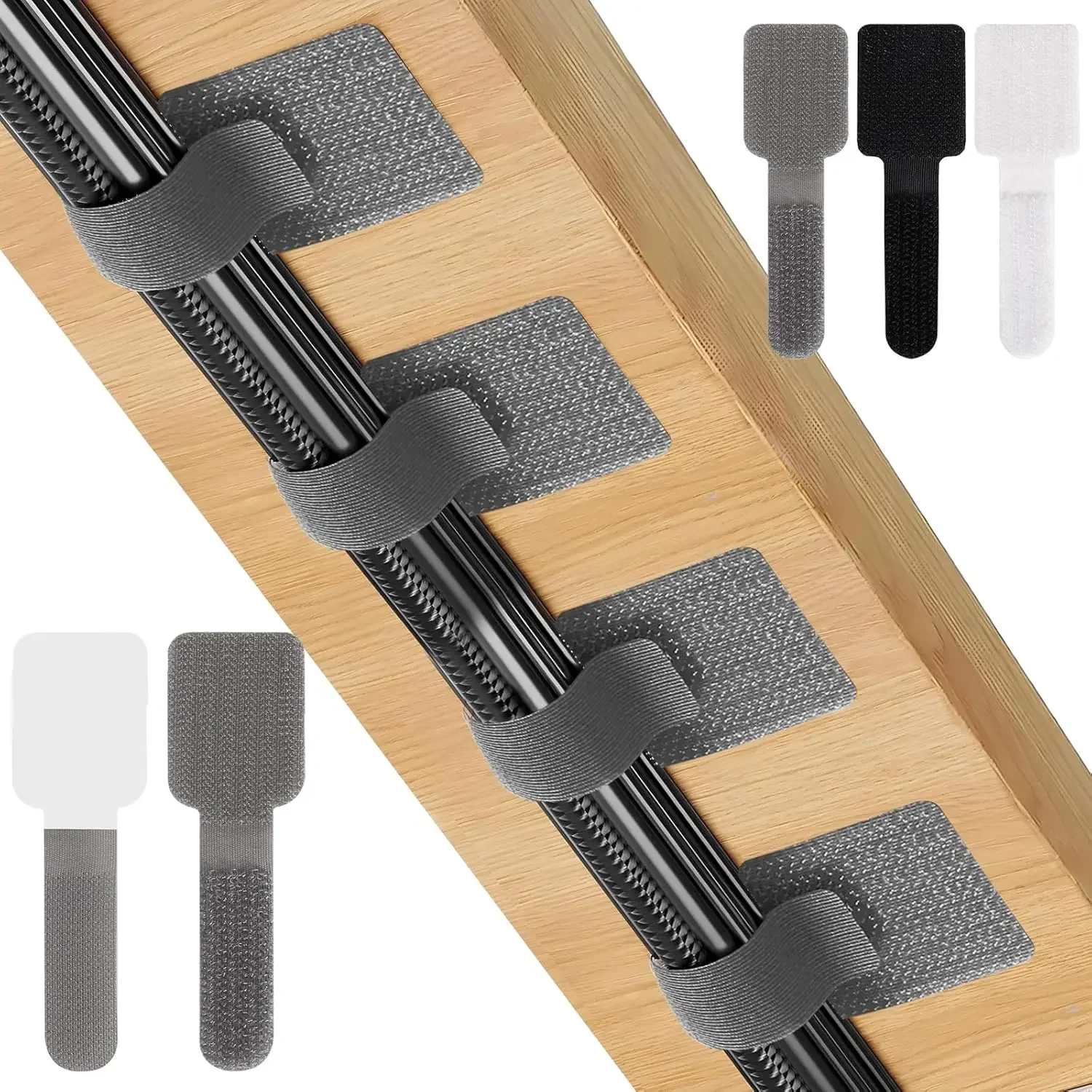 Cable Organizer - 新しい再利用可能なケーブル結束バンド、マジックテープ式、自己粘着式、電源コードやケーブルを固定するためのホルダー、調整可能なコード収納、デスクトップオーガナイザー。