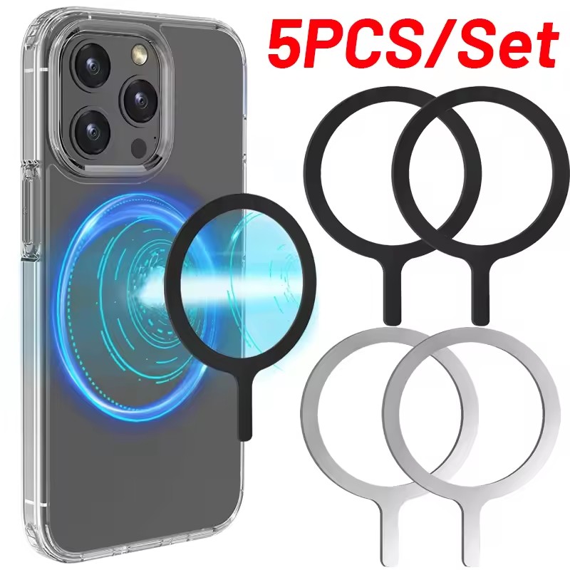Wireless Charger - 5-1個入りステッカーリング Magsafeワイヤレス充電用 iPhone 15 16 17