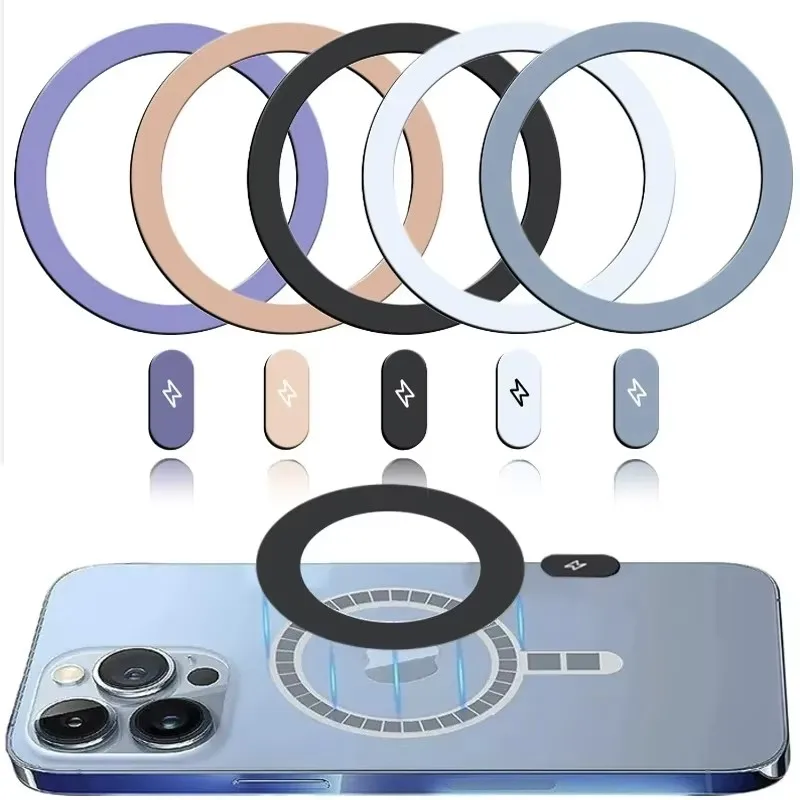 Wireless Charger - 5/1個入りメタルプレートステッカーリング ユニバーサルワイヤレス充電器用磁気リング 車載携帯電話ホルダー用鉄シート iPhone 15 14用