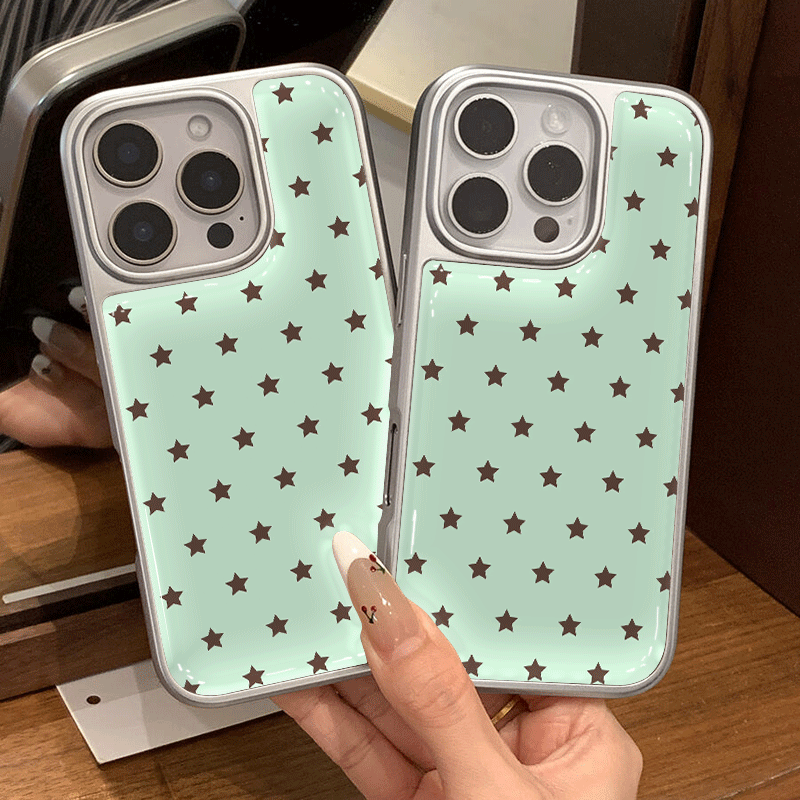 ミントブラウンの星柄が施されたiPhone 18、17、16 - Usb Charger のレビューと価格