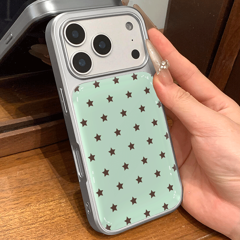 ミントブラウンの星柄が施されたiPhone 18、17、16 - Usb Charger のレビューと価格