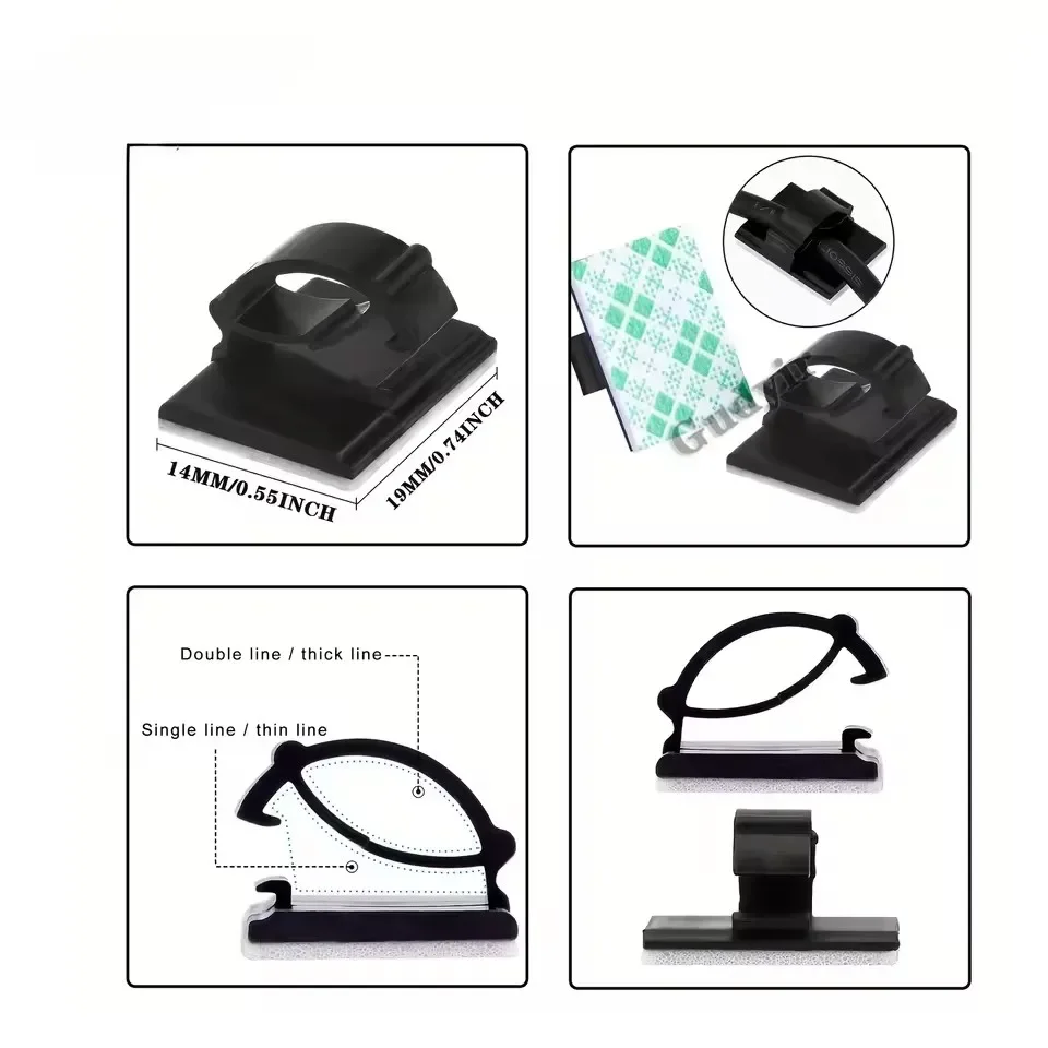 粘着式カーケーブル充電ケーブル固定具、ワイヤークリップ、壁掛 - Cable Organizer のレビューと価格