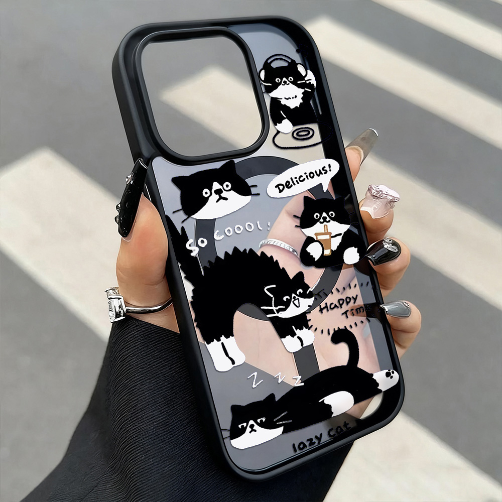 面白い黒猫ワイヤレス充電対応スマホケース iPhone 17 - Wireless Charger のレビューと価格
