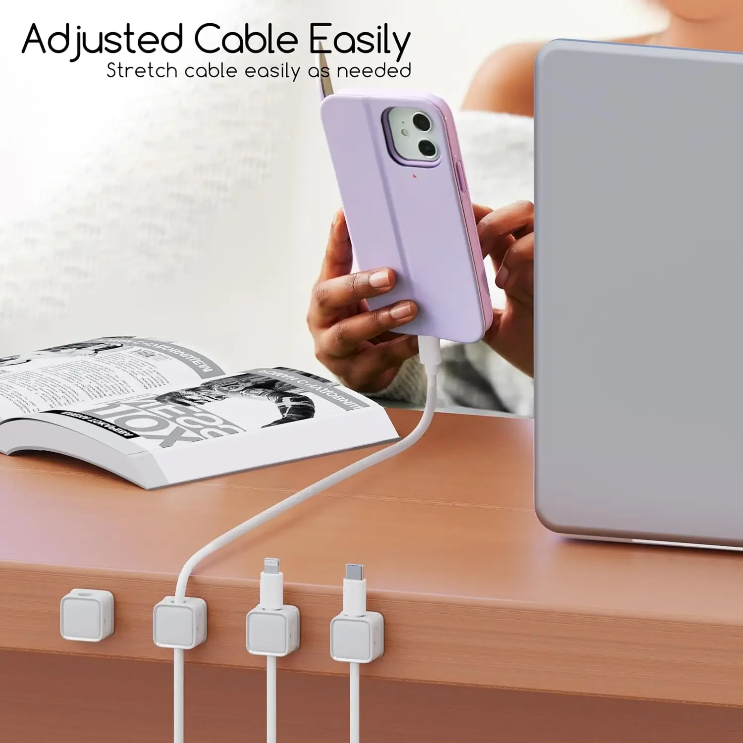 小型ケーブル整理ホルダー。磁石付きで、滑らかな調整が可能。デ - Cable Organizer のレビューと価格