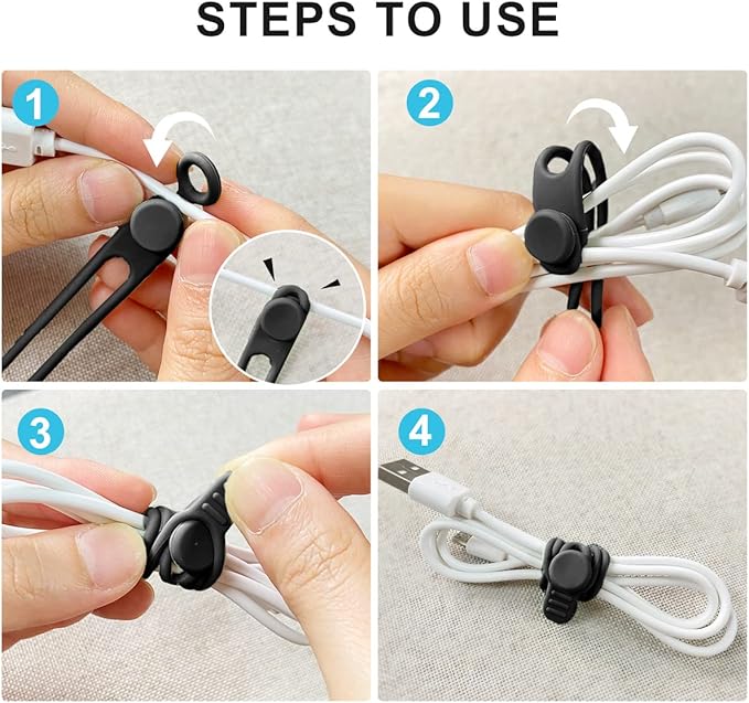 シリコン製ケーブルタイ10個、コードオーガナイザー、ケーブル - Cable Organizer のレビューと価格