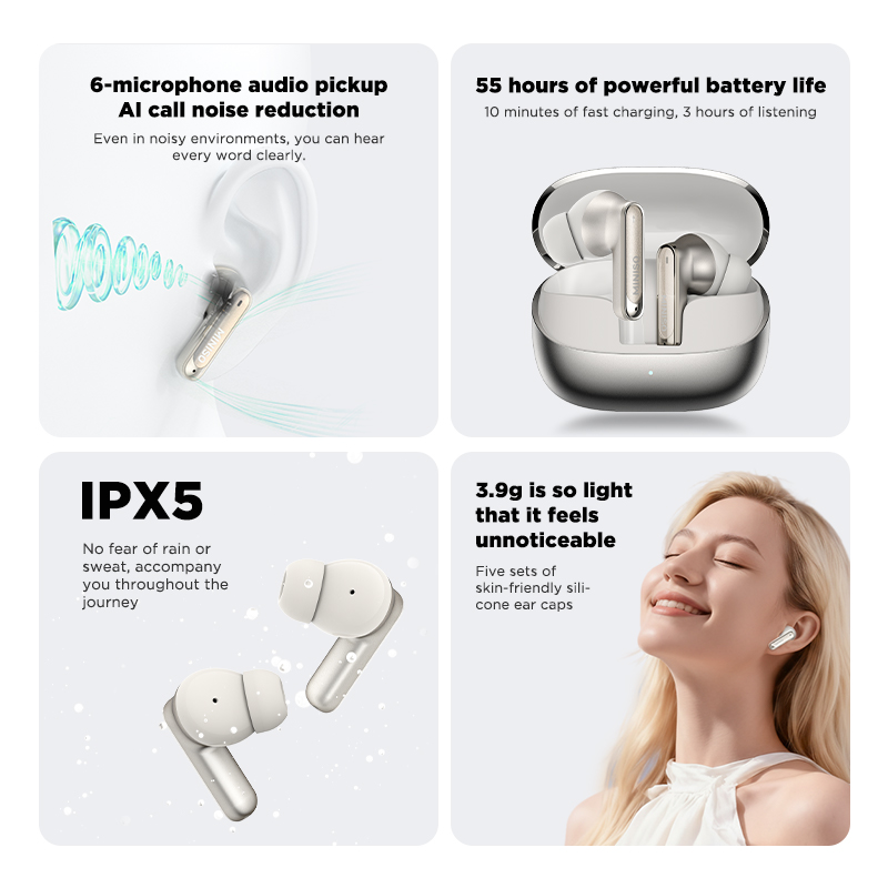 MINISO MS106 Bluetoothイヤホン、ソフト - Headphones Wireless のレビューと価格
