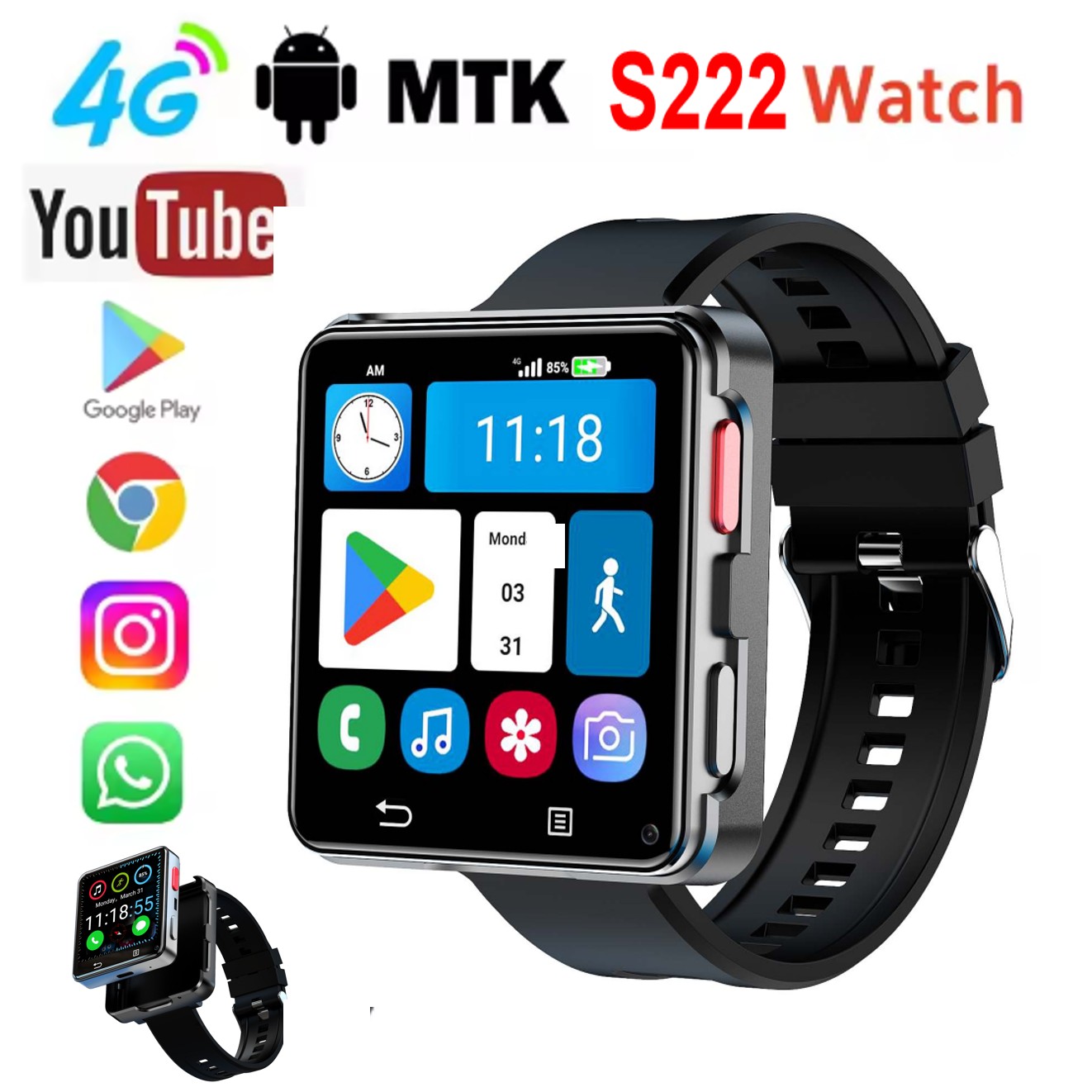 S222 スマートウォッチ 4G SIMカード 4GB RA - Smart Watch のレビューと価格