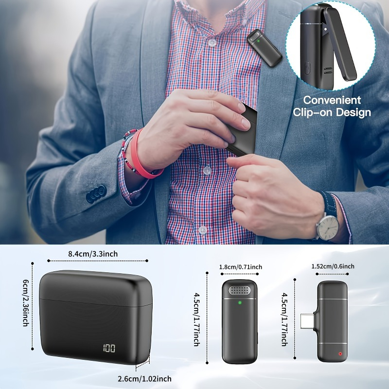 充電ケース付きワイヤレスラベリアマイク。ノイズリダクション機 - Usb Charger のレビューと価格