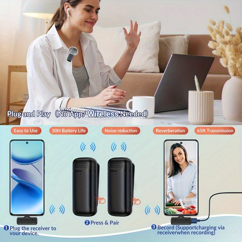 充電ケース付きワイヤレスラベリアマイク。ノイズリダクション機 - Usb Charger のレビューと価格