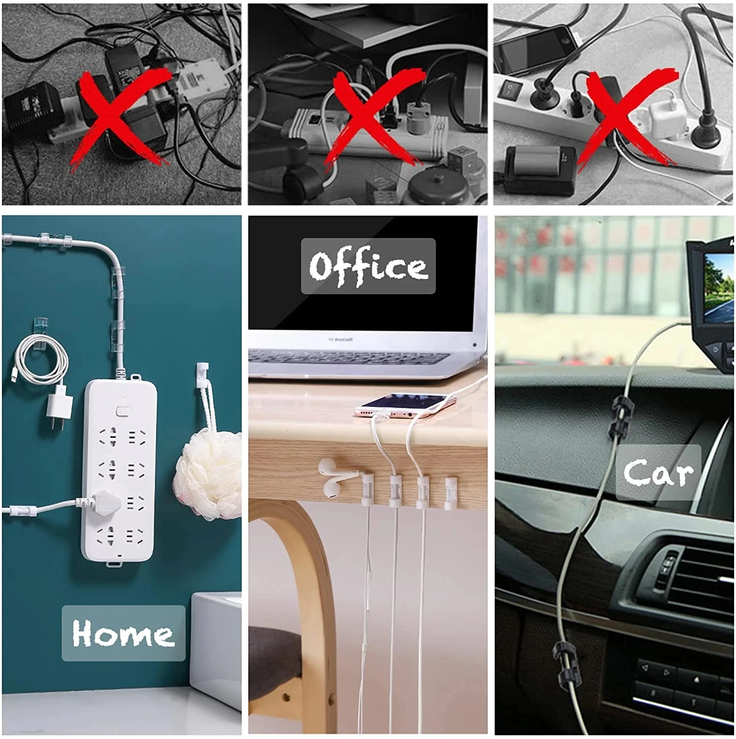 小型ケーブル整理クリップ、ワイヤーホルダー、自己粘着式、PC - Cable Organizer のレビューと価格