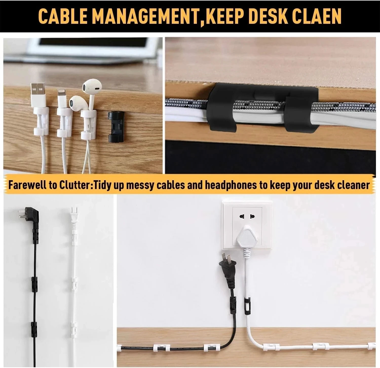 小型ケーブル整理クリップ、ワイヤーホルダー、自己粘着式、PC - Cable Organizer のレビューと価格