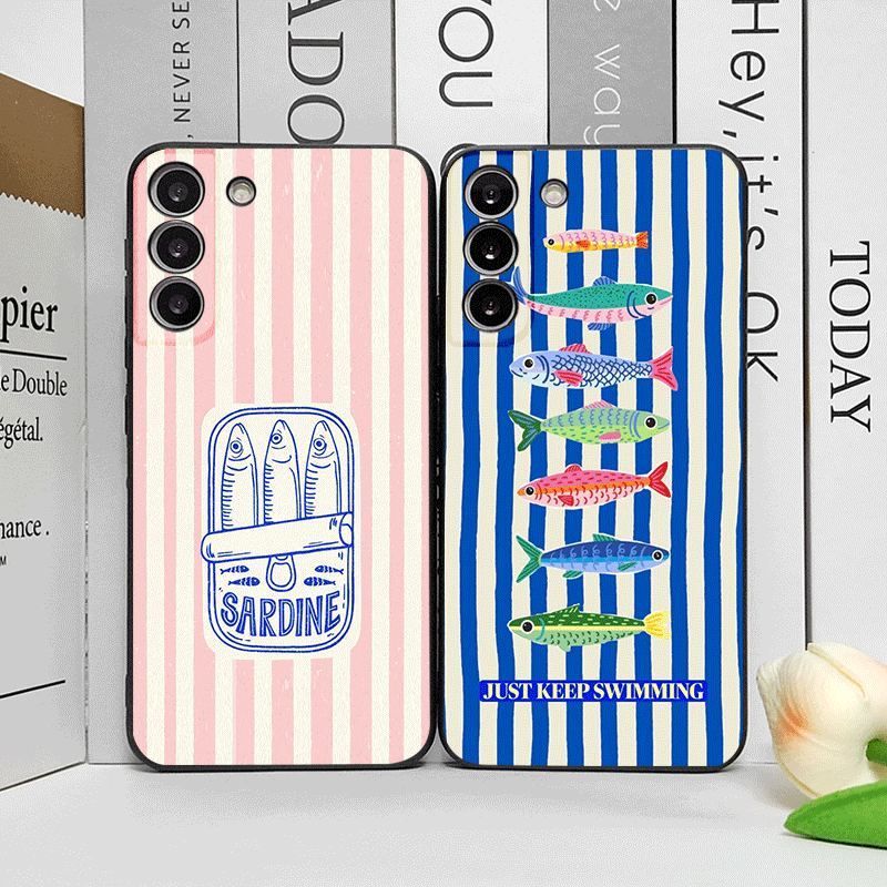 可愛いストライプ柄のイワシカラーの面白い魚柄スマホケース O - Oppo Find X8 のレビューと価格