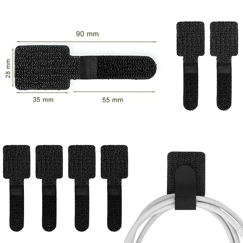 新しい再利用可能なケーブル結束バンド、マジックテープ式、自己 - Cable Organizer のレビューと価格