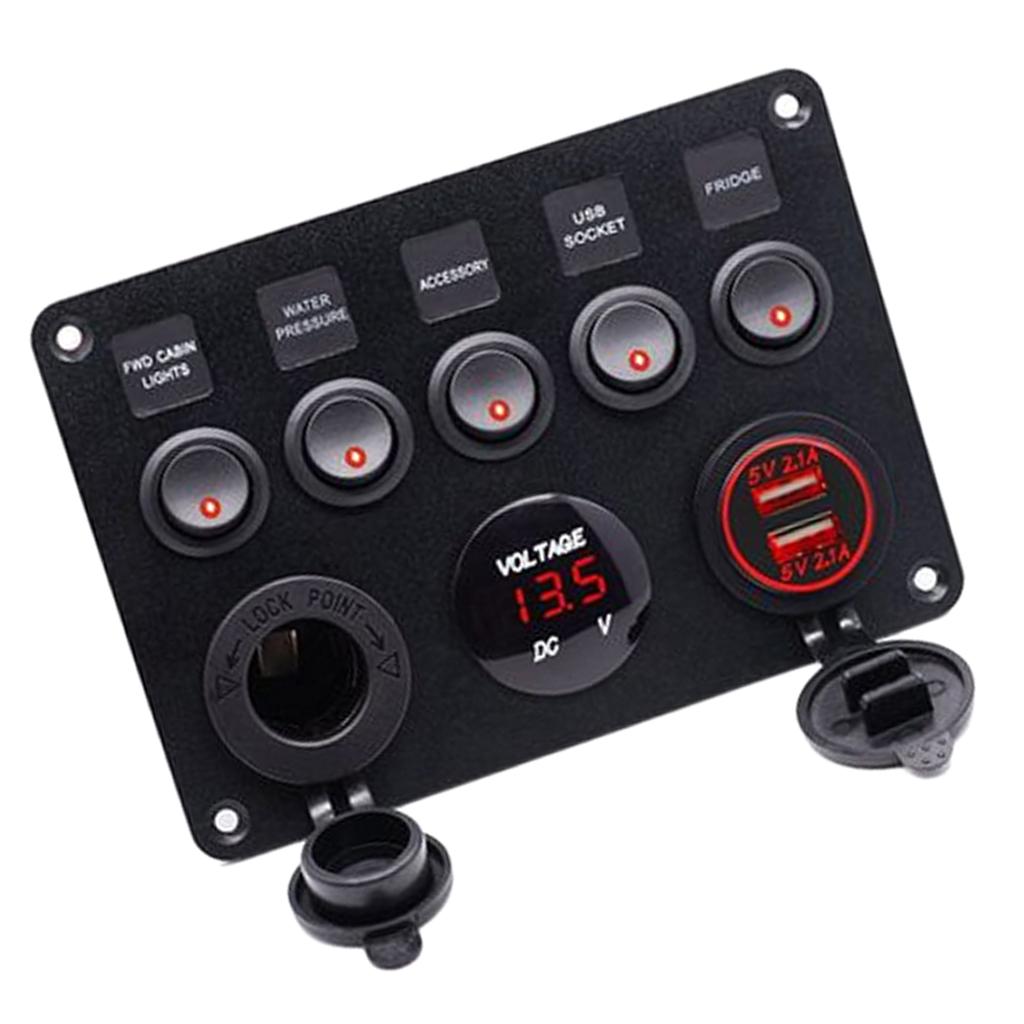 ABS樹脂製5連スイッチパネル、USB充電器、防水LED電圧 - Usb Charger のレビューと価格