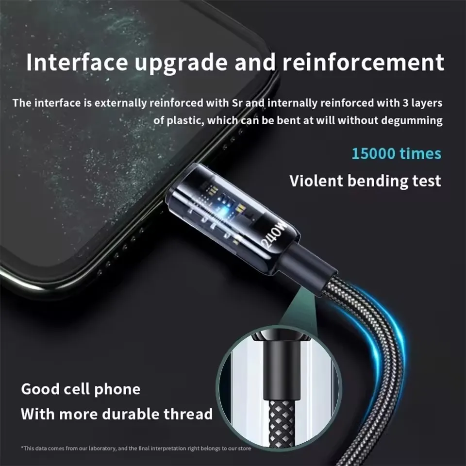 240W ナイロン製 USB Type-C 超急速充電ケーブ - Usb Charger のレビューと価格