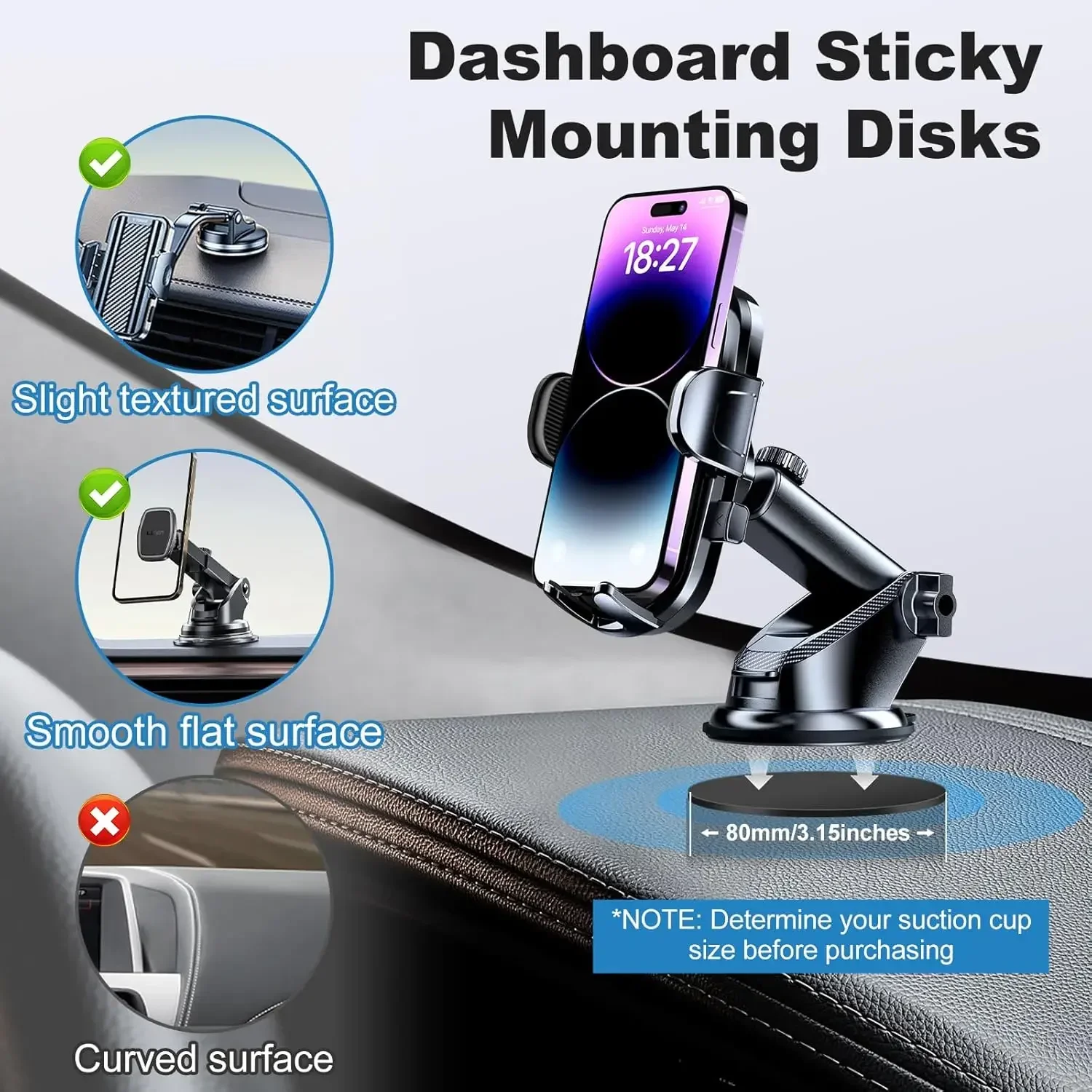 ユニバーサルダッシュボード粘着パッドセット、吸盤グリップカー - Phone Holder のレビューと価格