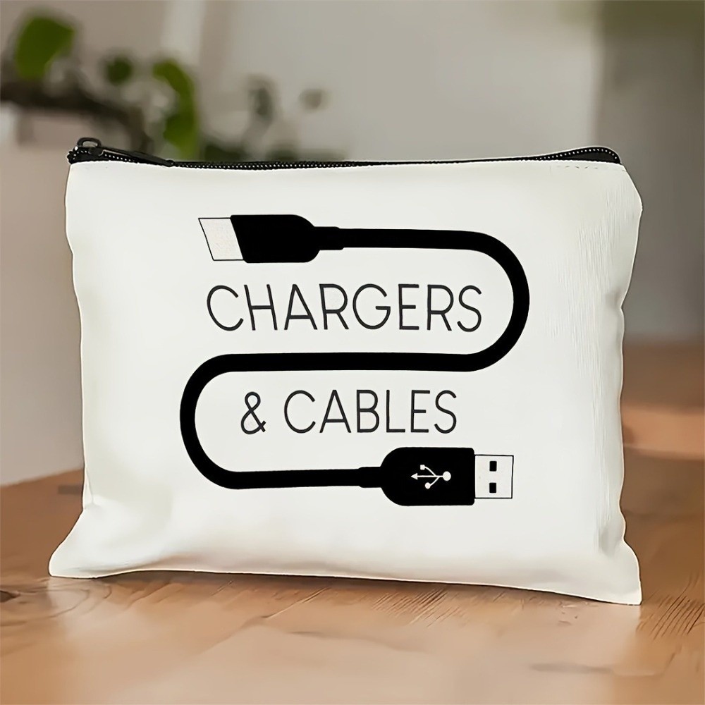 新しいキャンバス製充電器収納ポーチ。プリントデザイン、大容量 - Cable Organizer のレビューと価格